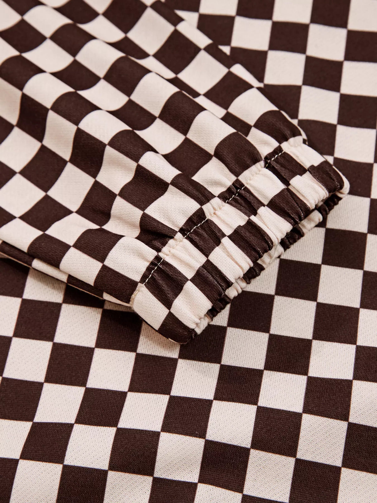 Checkered Drawstring Hoodie and Pants Set