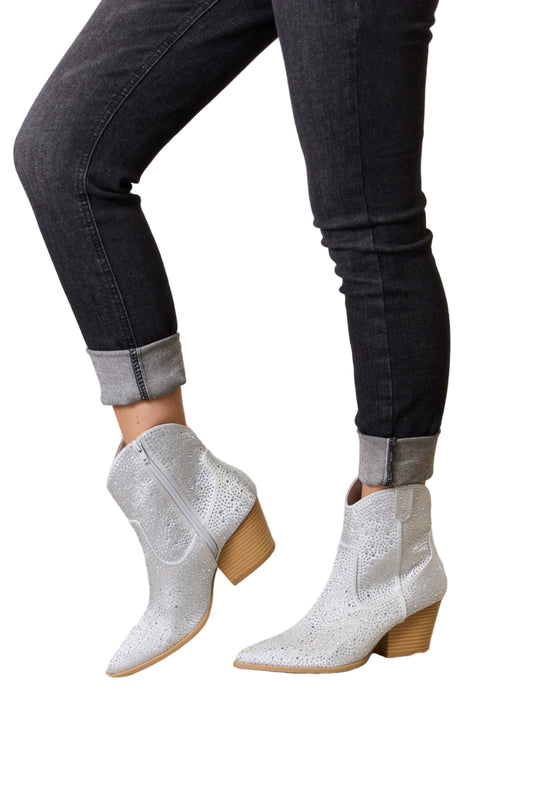 East Lion Corp Rhinestone Ankle Cowboy Boots