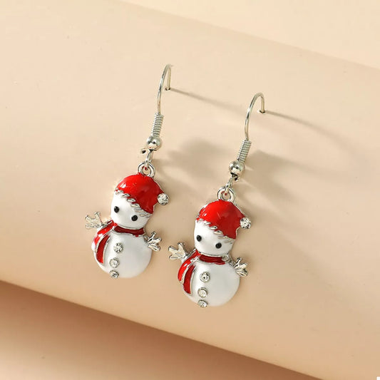 Christmas Snowman Drop Earrings