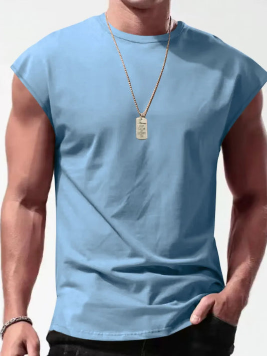 Men's Full Size Round Neck Cap Sleeve Tank Plus Size