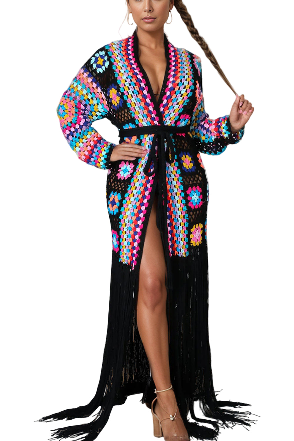 Fringe Tied Long Sleeve Cardigan