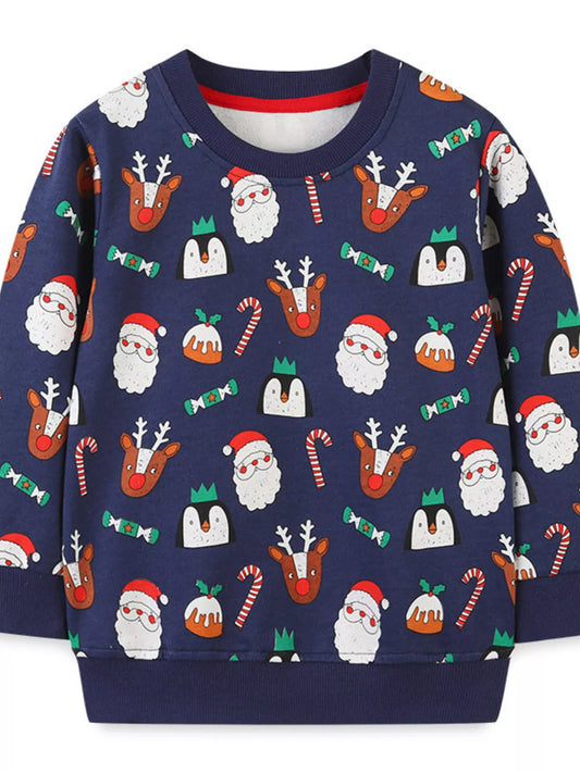 Children's Christmas Print Crew Neck Sweatshirt