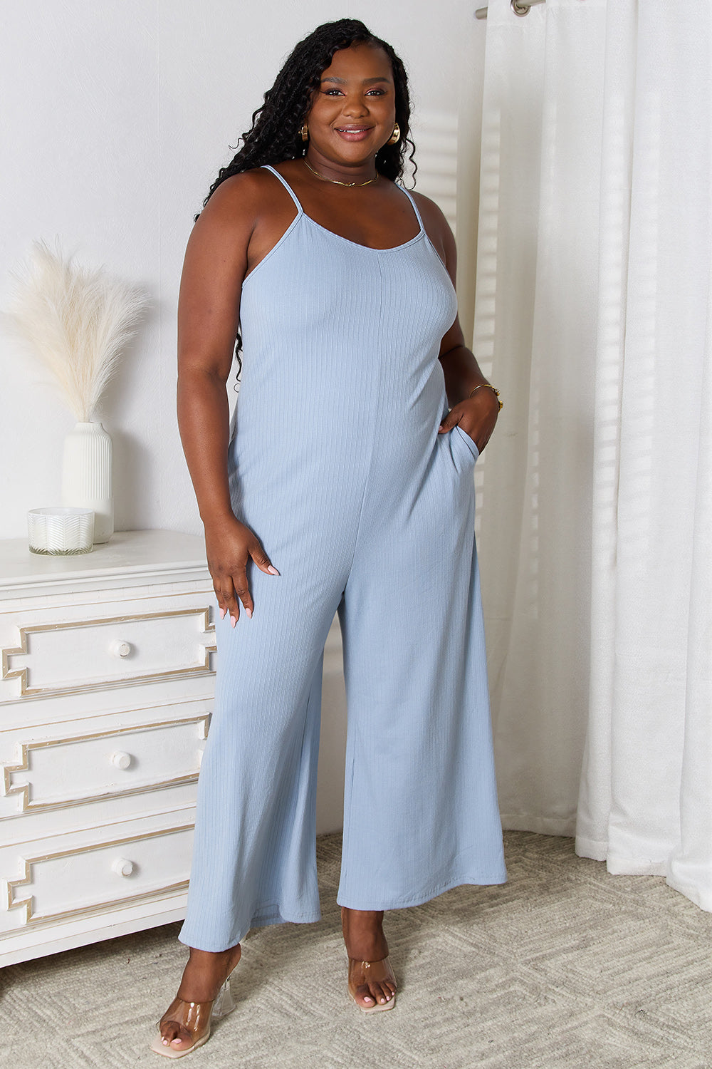 Basic Bae Spaghetti Strap V-Neck Full-Length Jumpsuit