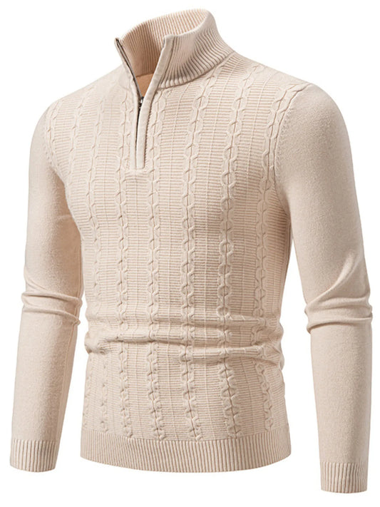 Men's Plus Size Texture Turtleneck Long Sleeve Sweater