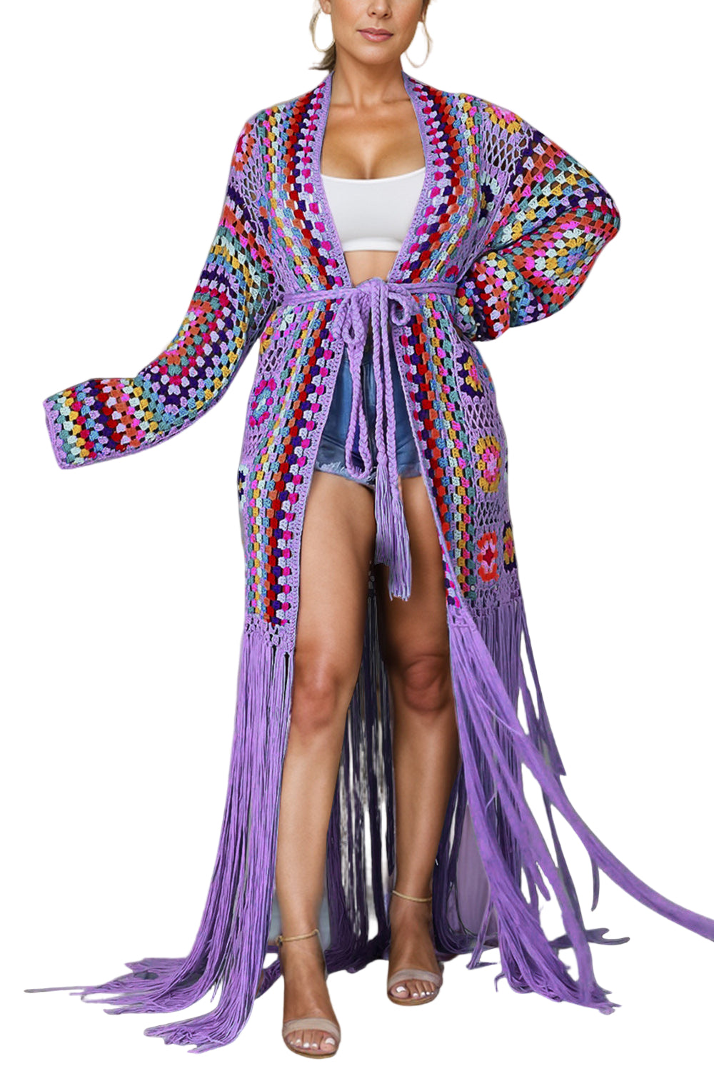 Fringe Tied Long Sleeve Cardigan