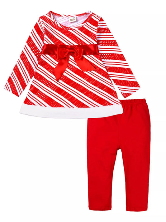 Children's Striped Christmas Outfit Set