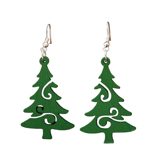 Christmas Tree Wooden Earrings