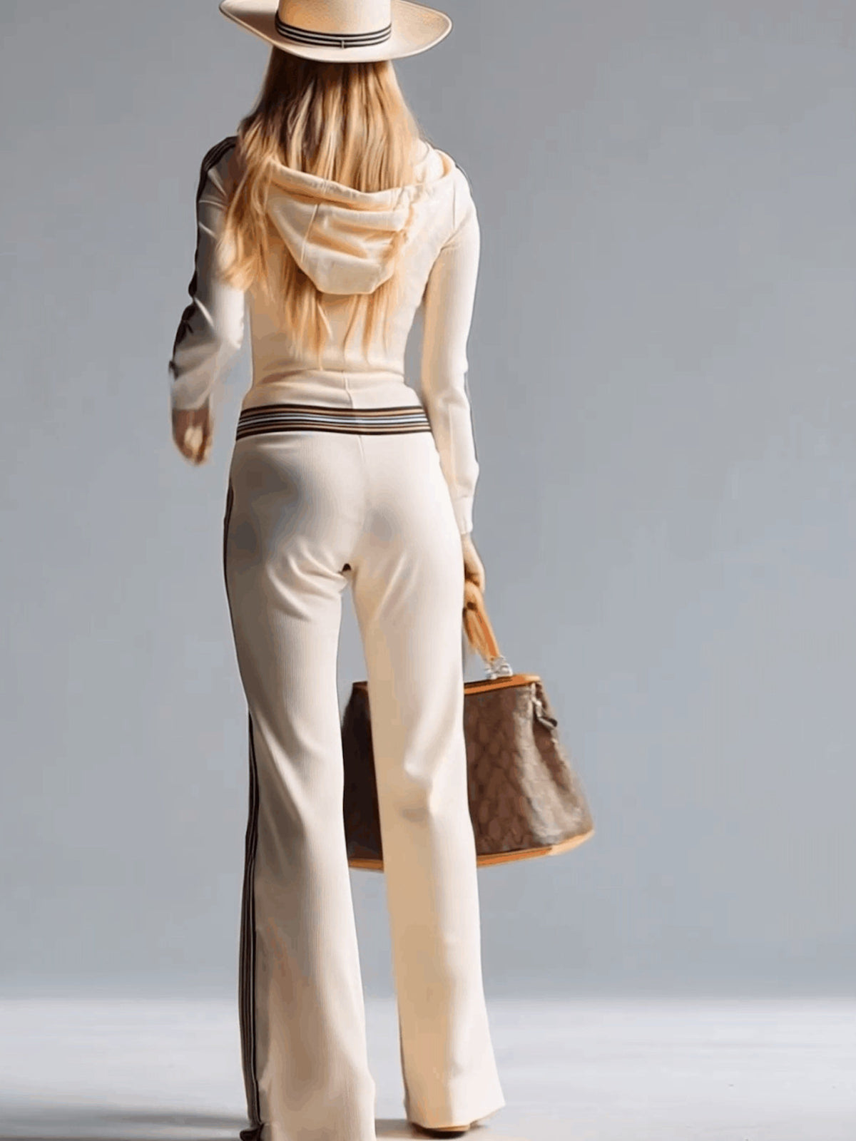 Striped Zip Front Hooded Jumpsuit