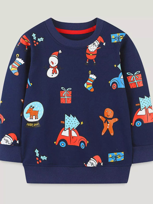 Children's Christmas Print Crew Neck Sweatshirt