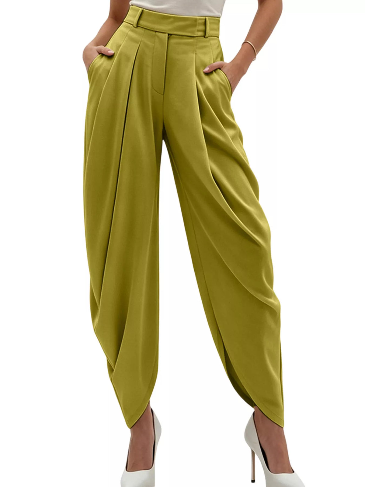 High Waist Pleated Flow Trousers