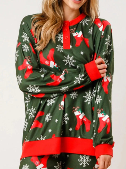 Christmas Long Sleeve Top and Pants Lounge Set