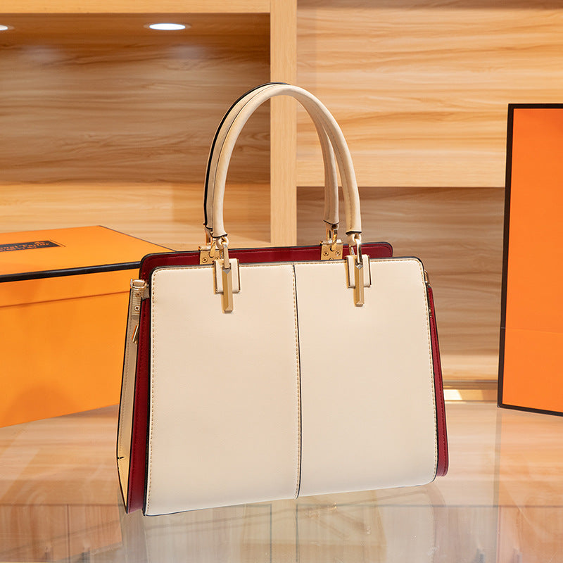 Embroidered Leather Top Handle Handbag