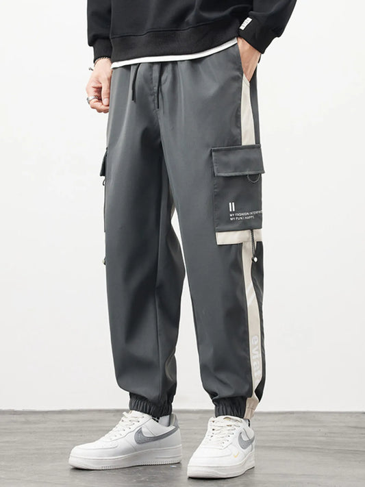 Men's Plus Size Cargo Pants with Side Stripe