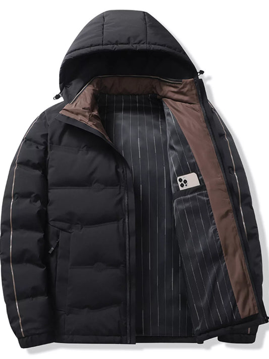 Men's Plus Size Warm Padded Hooded Winter Puffer Jacket