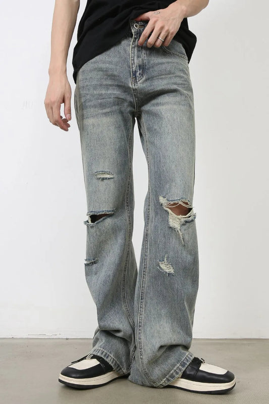 Men's Distressed Jeans – Light Wash