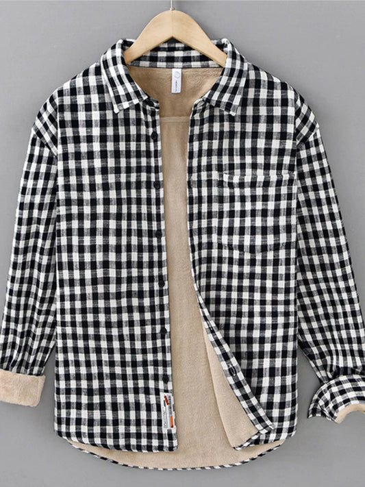 Men's Plus Size Plaid Casual Long Sleeve Shirt