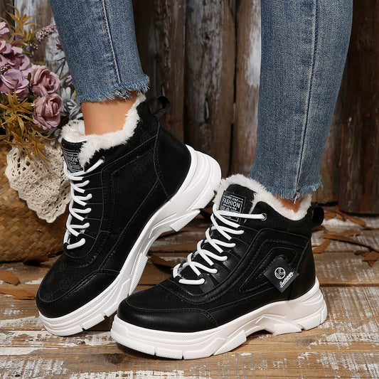 High-Top Platform Chunky Sneaker Boots with Lace-Up