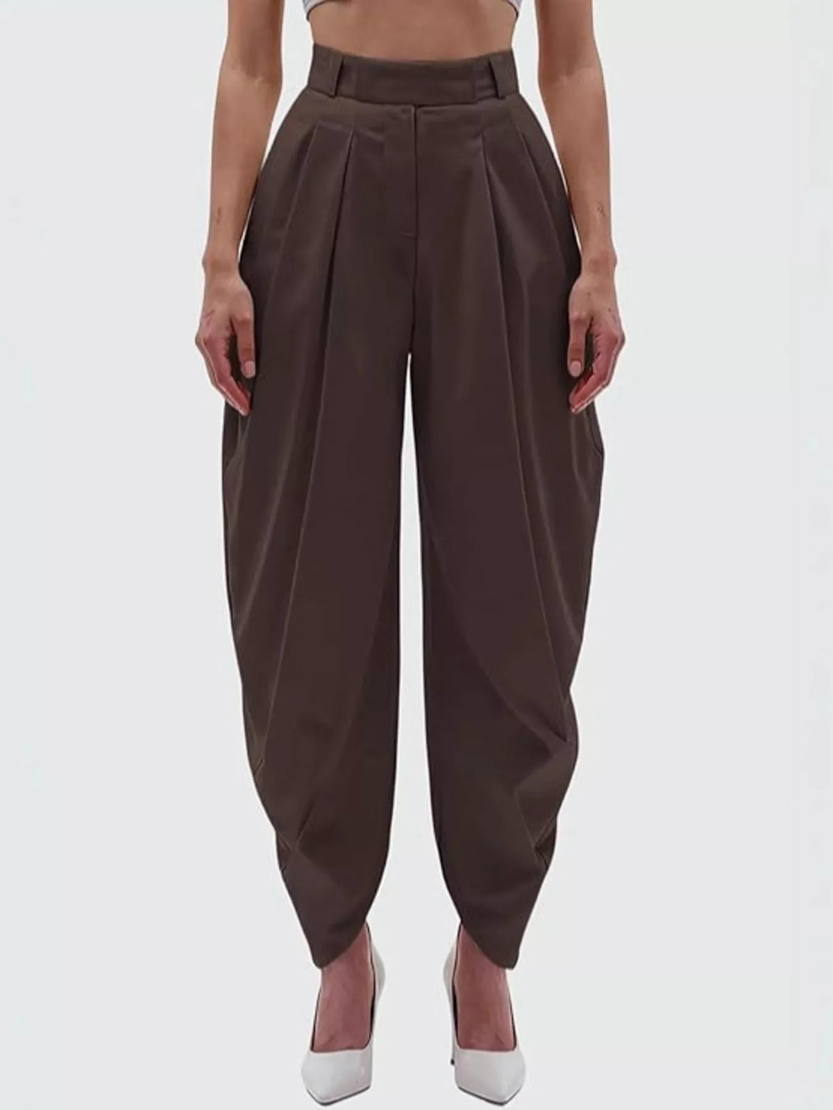 High Waist Pleated Flow Trousers