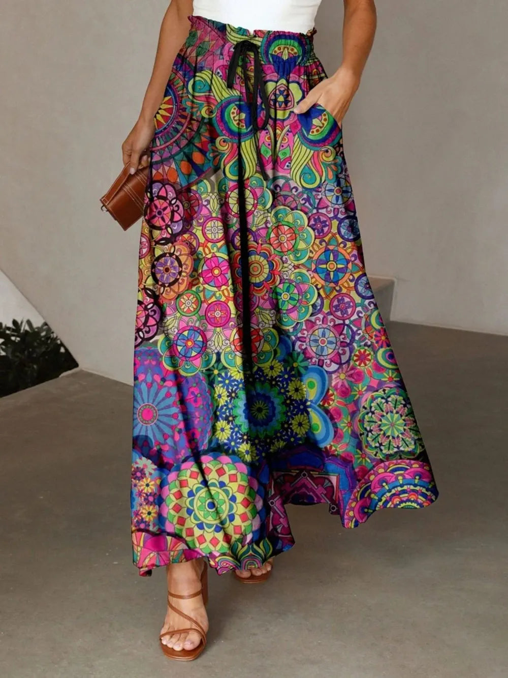 Printed Maxi Skirt with Pockets
