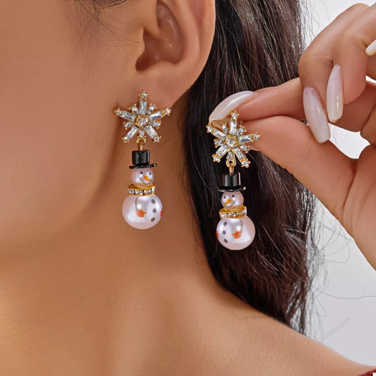 Christmas Snowman Drop Earrings