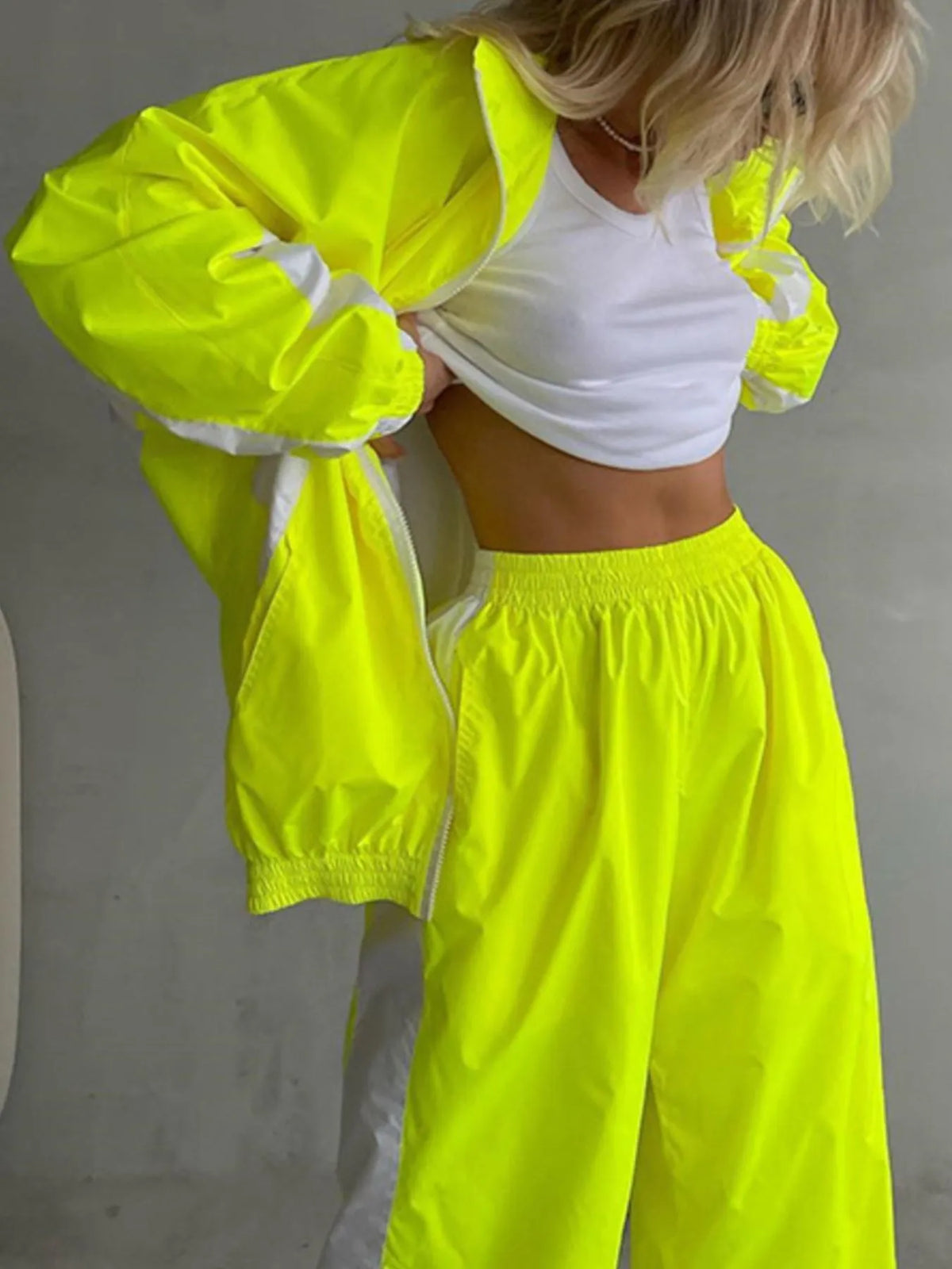 Zip Up Long Sleeve Top and Pants Set