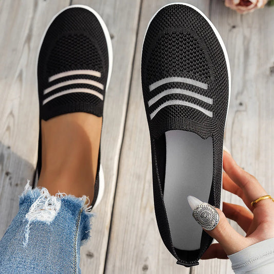 Mesh Round Toe Platform Slip-Ons