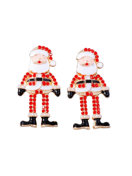 Alloy Rhinestone Santa Earrings