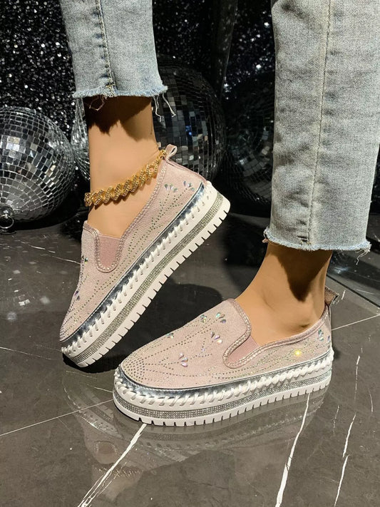 Rhinestone Embellished Platform Loafers