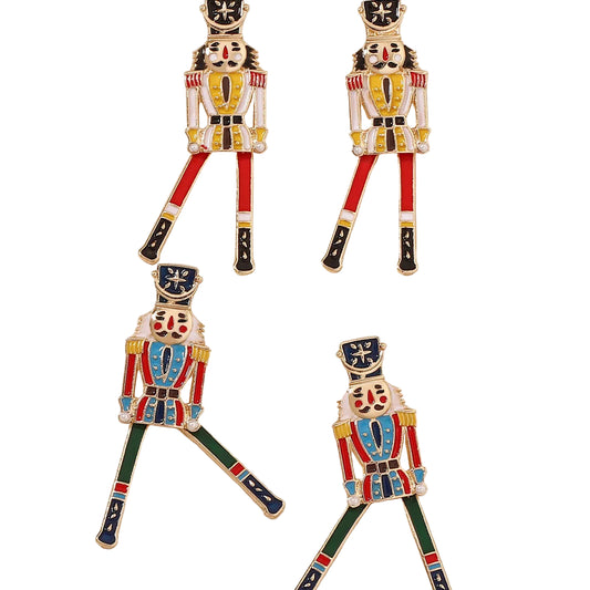 Christmas 18K Gold-Plated Nutcracker Soldier Earrings