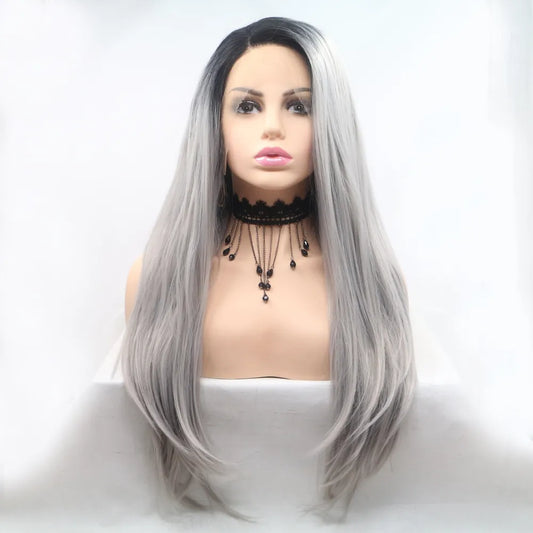Gilded Strands™ Noir Straight Lace Front Wig — 24"