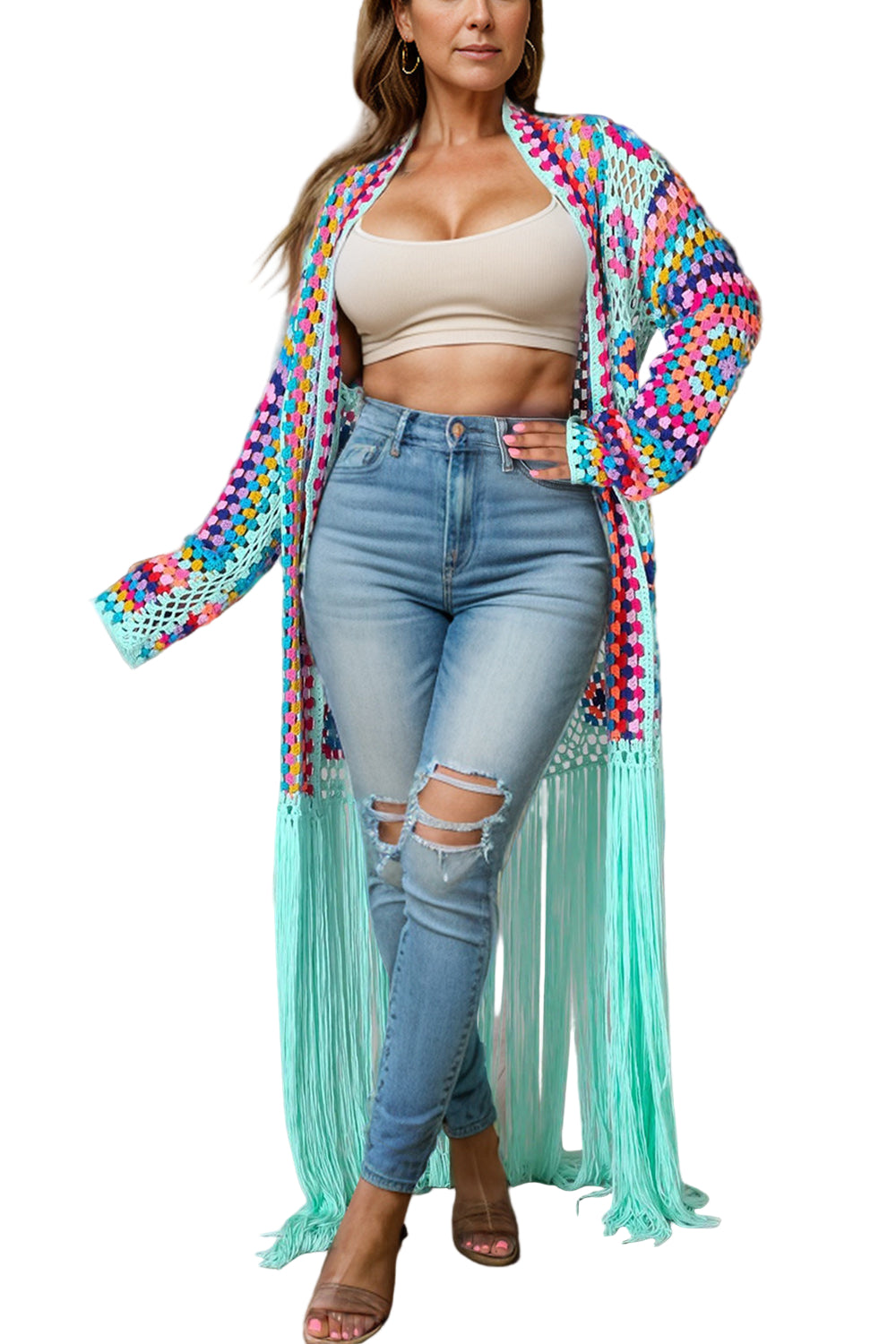 Fringe Tied Long Sleeve Cardigan