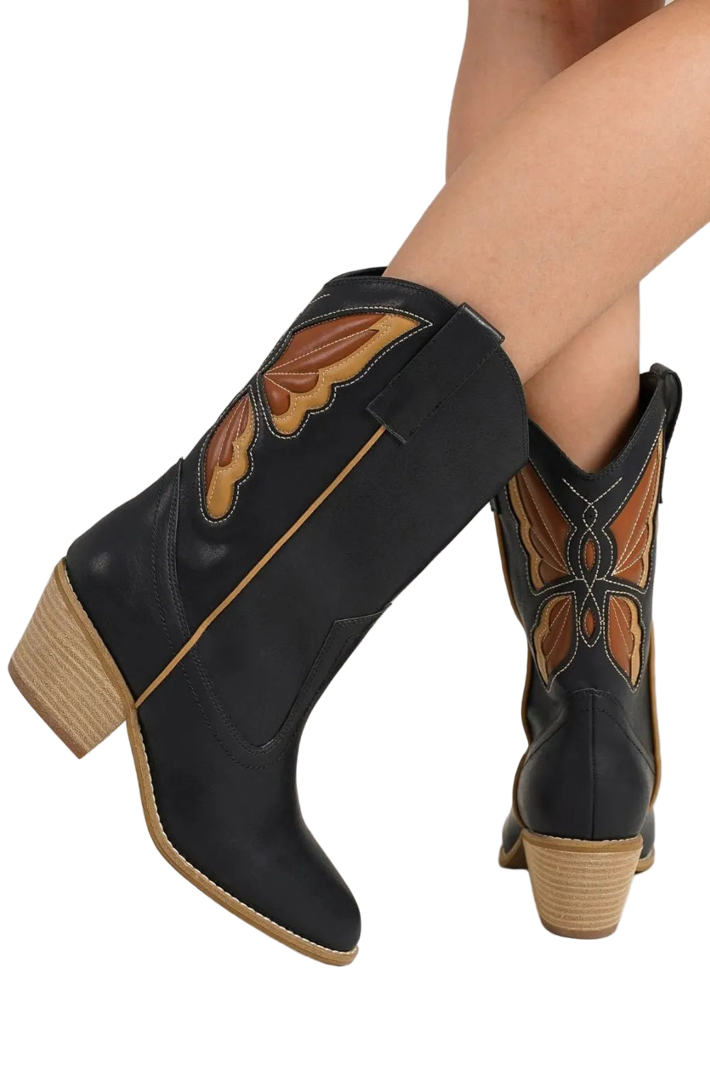 Beast Fashion Butterfly Cut Detail Point Toe Boots