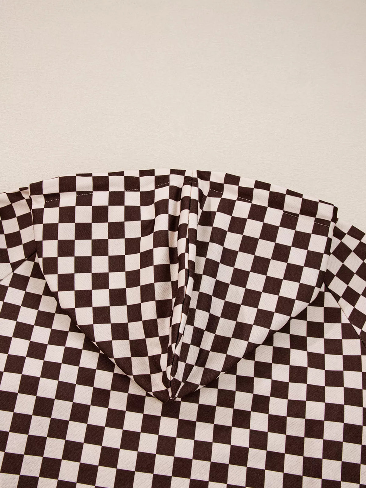 Checkered Drawstring Hoodie and Pants Set