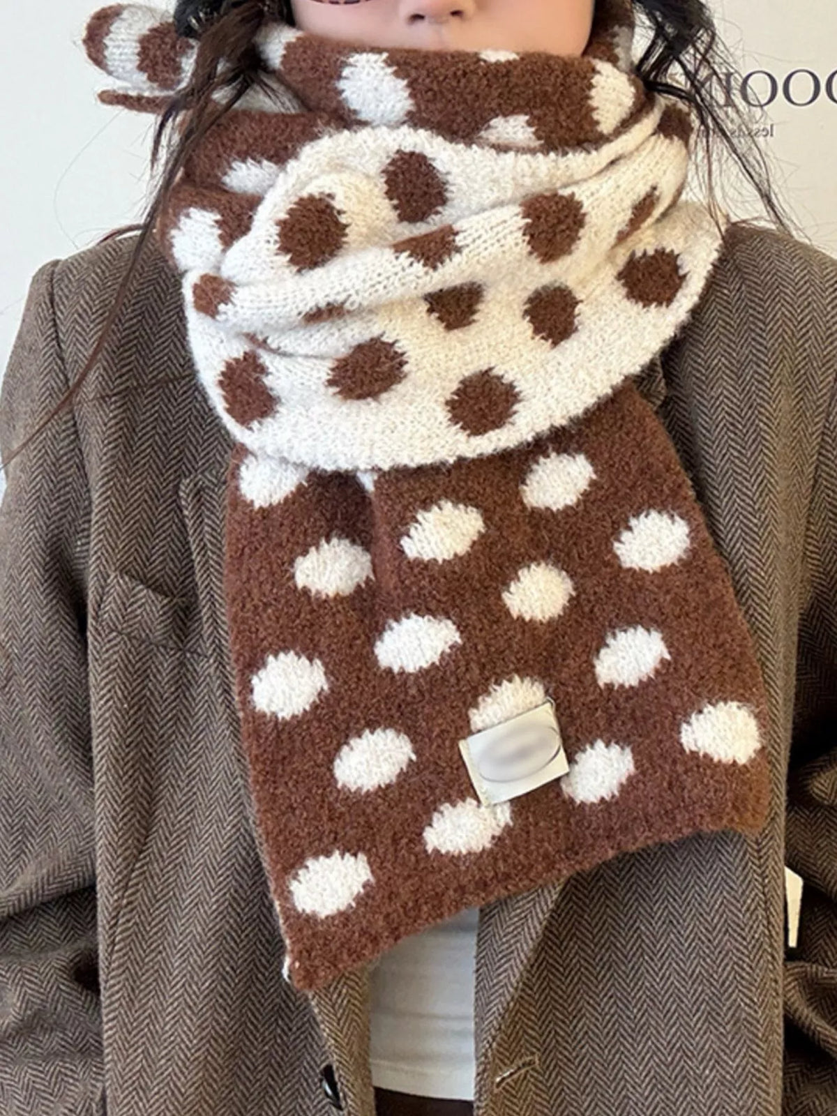 Polka Dot Knitted Scarf