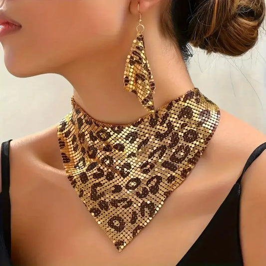 Leopard Necklace and Earrings Jewelry Set