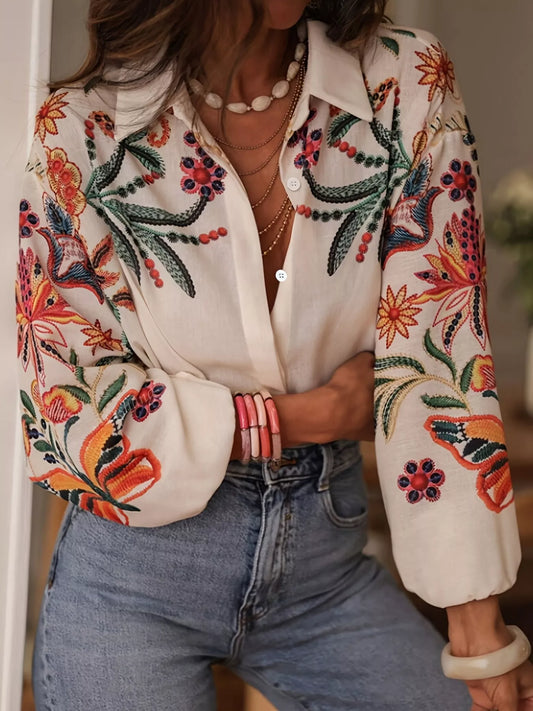 Floral Button Up Long Sleeve Shirt