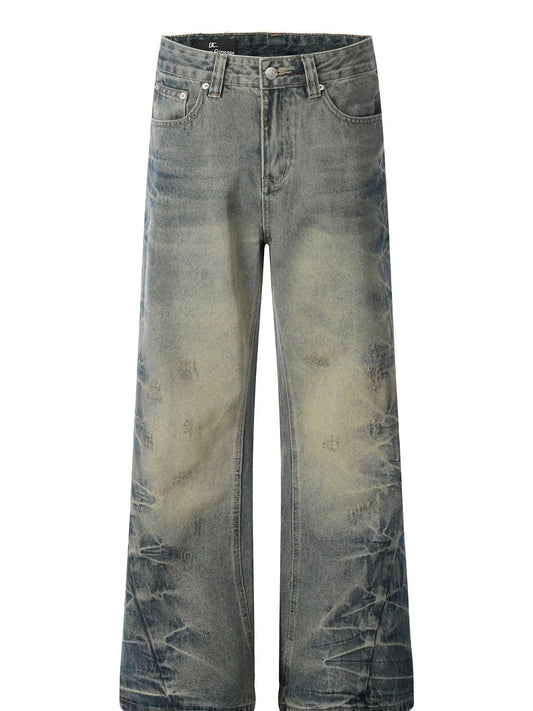 Men's Washed Wide-Leg Jeans