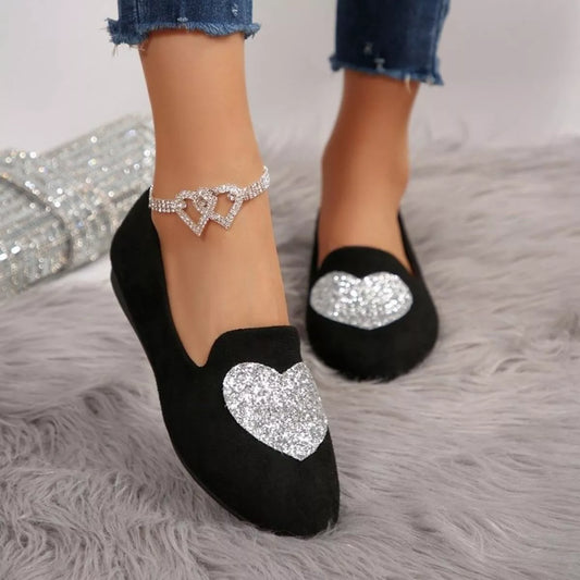 Point Toe Heart Slip-Ons