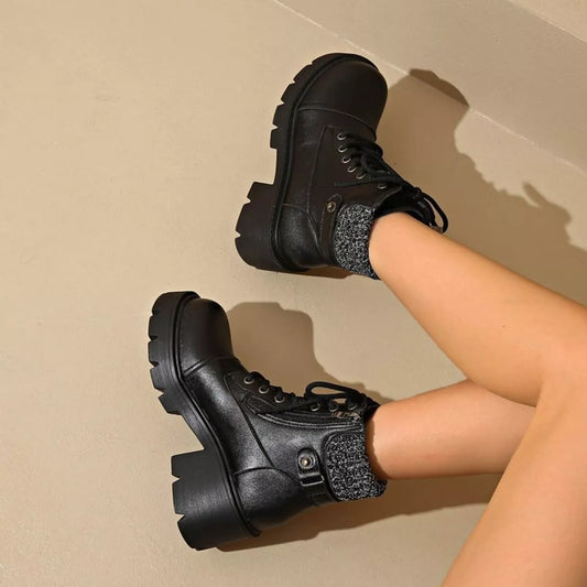 Round Toe Block Heels Boots