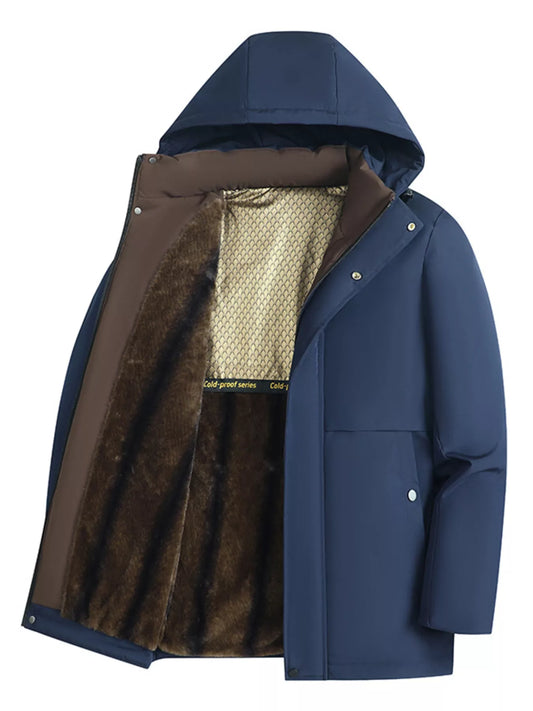 Men's Plus Size Fleece Lined Hooded Winter Coat