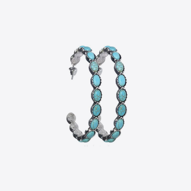 Trendy Boho Artificial Turquoise C-Hoop Earrings