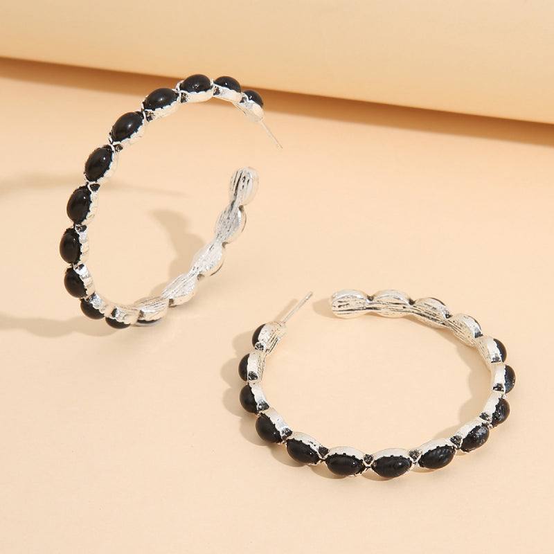 Trendy Boho Artificial Turquoise C-Hoop Earrings