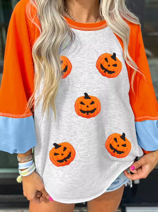 Halloween Pumpkin Print Long Sleeve T-Shirt