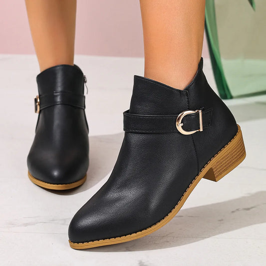 Point Toe Block Heels Boots