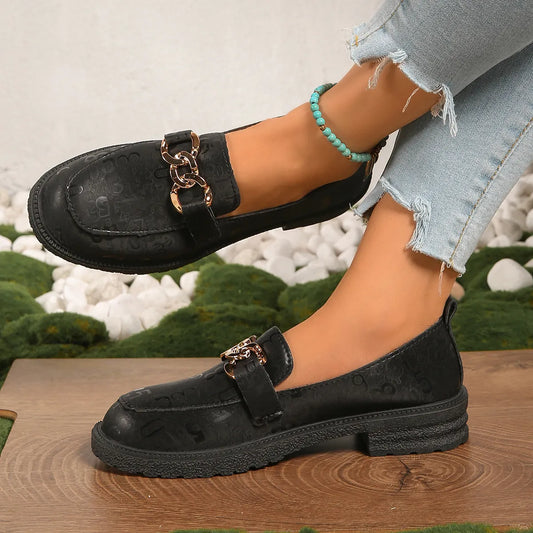 Round Toe Block Heels Loafers