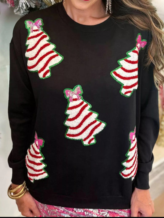 Christmas Tree Sequin Long Sleeve Sweatshirt