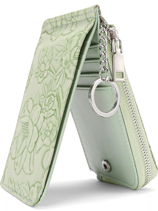 Embossed Floral Leather Bifold Wallet