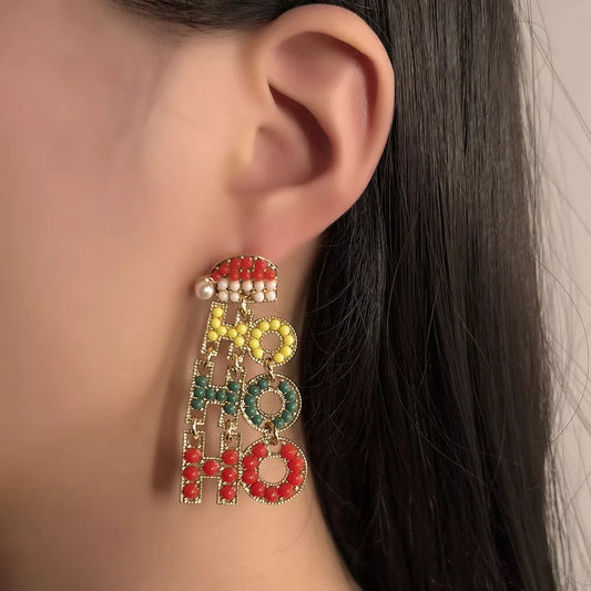 HO HO HO Christmas Drop Earrings