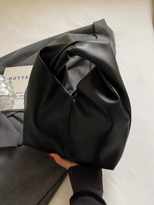 Knot Handle Leather Handbag