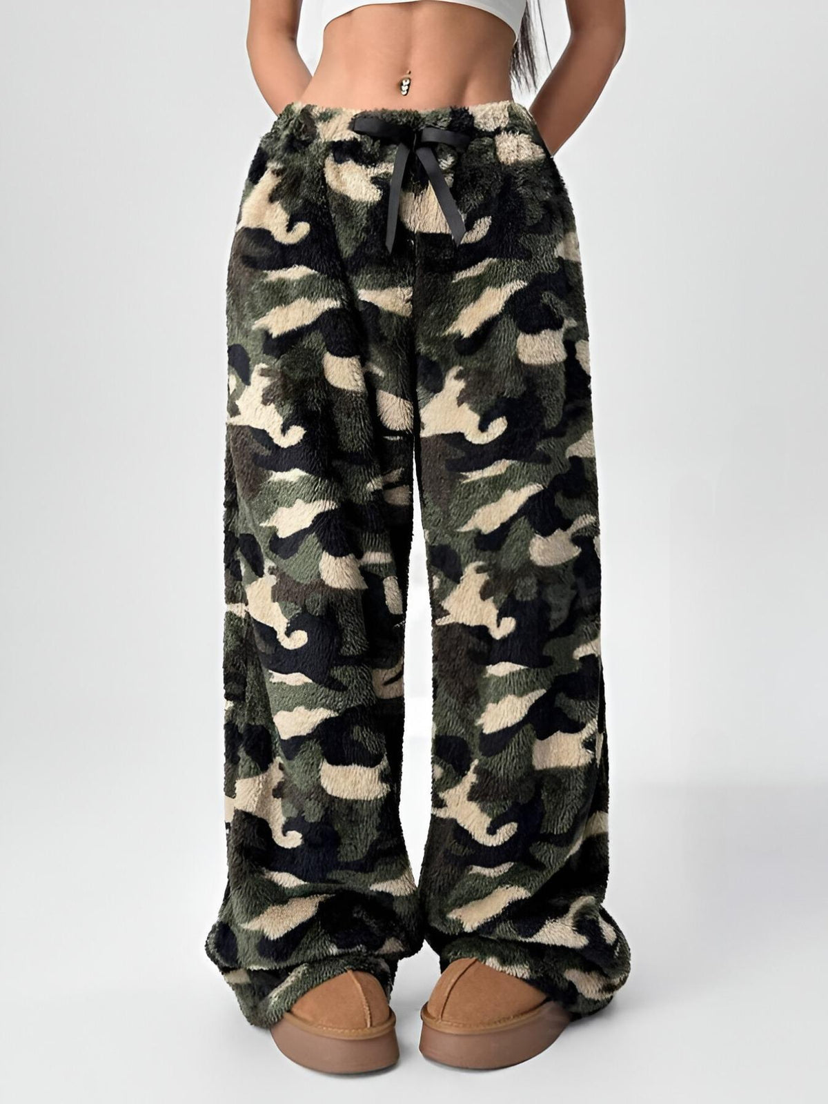 Leopard Wide Leg Plush Pants